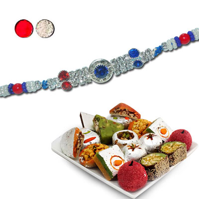 "Rakhi - SR-9350 A (Single Rakhi), 500gms Kaju Assorted Sweets - Click here to View more details about this Product